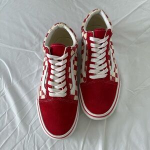 Vans Red and White Checkered Women's Shoes